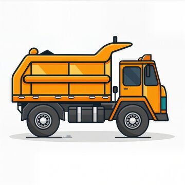 Yellow garbage truck illustration with kawaii cartoon design