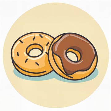 Two donuts illustration with chocolate and glazed toppings