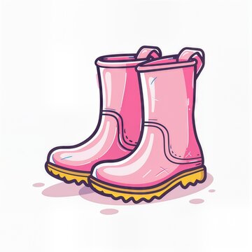 Pink rain boots illustration with minimalistic cartoon style