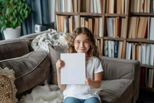 Mockup of a person holding a blank white book