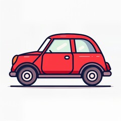 Fototapeta premium Kawaii Cartoon Minimalistic Red Car Illustration