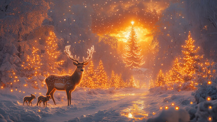 Twinkling Lights and Winter Whimsy: A Magical Forest Scene