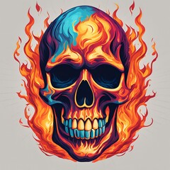 skull in flames
