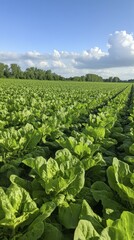 Fototapeta premium Sustainable Drip Irrigation in Lush Green Lettuce Field