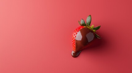 A strawberry with chocolate drizzled on top