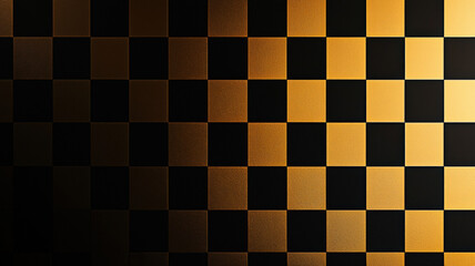 Fototapeta premium A striking black and gold checkerboard pattern that gradually fades into a smooth gradient background, creating a visually appealing and modern design.