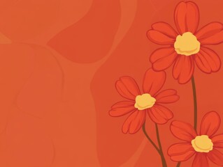 Naklejka premium A vibrant illustration of red flower against an orange background.
