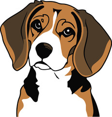 Beagle Dog Line art Vector isolated on white background, Dog Silhouettes.