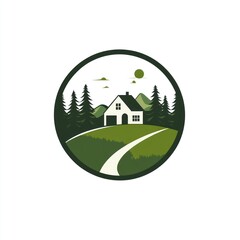 House nestled in a green mountain landscape