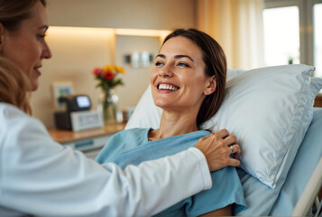 Fototapeta premium Compassionate Doctor Providing Quality Care to a Patient in a Hospital Environment