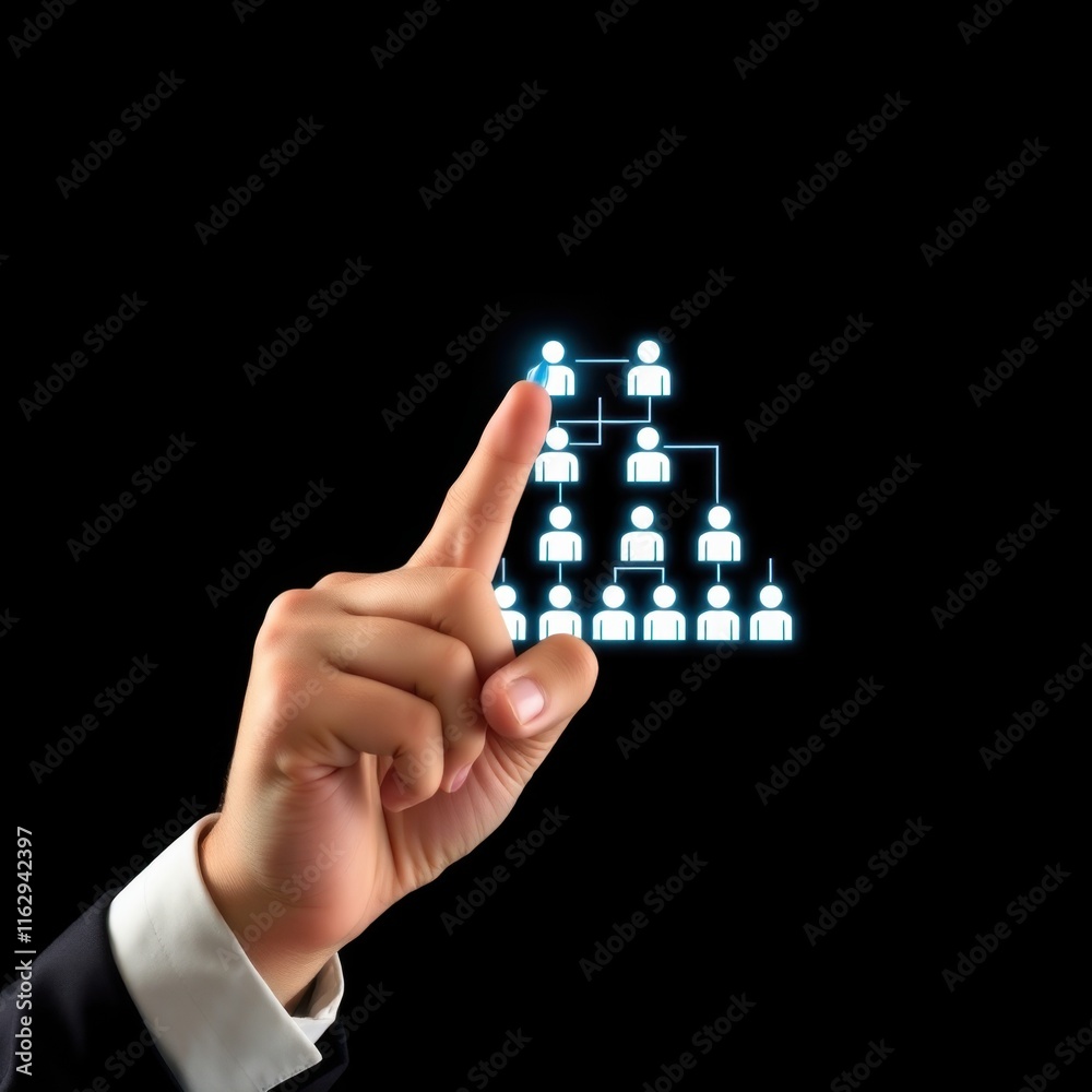 Poster Business Workflow Process Management: Hierarchical Department Structure, Automation System, Digital Transformation Diagram