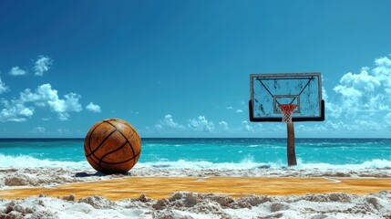 Retro beach vacation vibes Old school beach basketball court