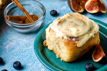 Homemade cinnabons with cinnamon and cream cheese