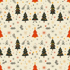 Obraz premium Charming christmas pattern featuring festive icons in adorable memphis boho style design