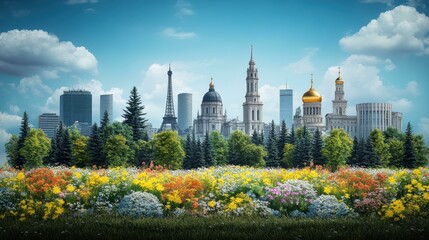 Vintage travel posters postcard featuring a landmark