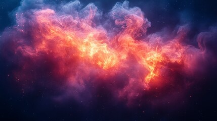 Vivid cosmic scene with fiery orange and purple clouds