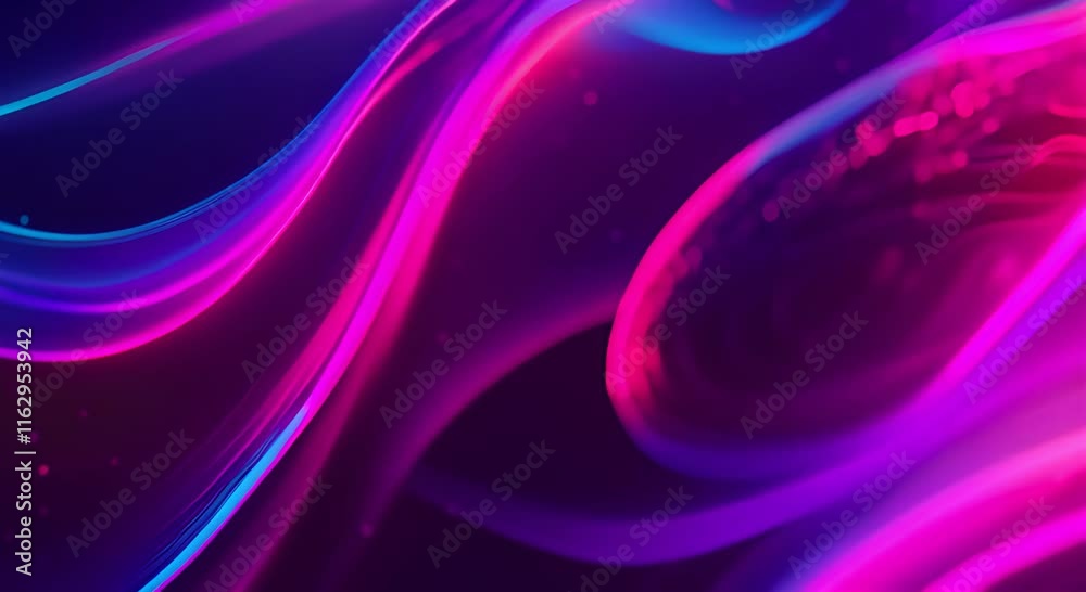 Wall mural vibrant neon waves with dynamic particle motion in abstract video 4k