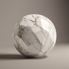 A smooth spherical object with a mesmerizing pattern of white marble veining and subtle gold accents