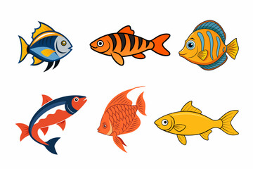 Naklejka premium Colorful Cartoon Fish Illustrations. Vibrant Fish Vector Collection