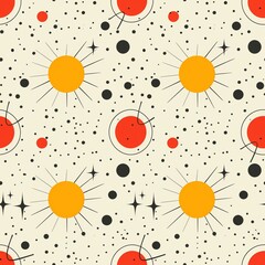 Vibrant retro inspired geometric pattern  90s style doodle art with colorful pop elements