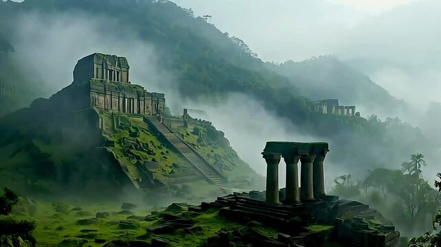 the ruins of the ancient city of Lepakshi in the clouds