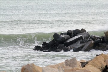 Storm on the Black Sea in winter in Varna (Bulgaria)
