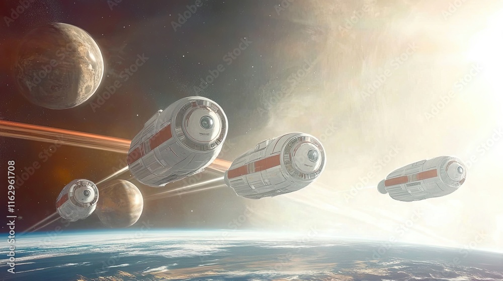 Poster explore the cosmos aboard a modern space station with adventurous astronauts