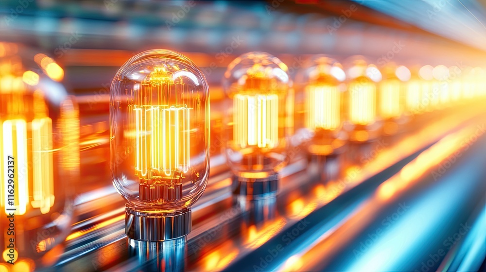 Aufkleber nixie tube countdown display illuminating a modern workspace with a warm glow and vibrant energy