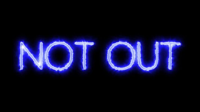 Not out digital display animation high quality 4K cricket not out sign for digital signage and sports content. Not out cricket match text animation.