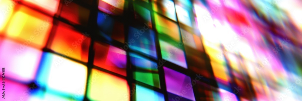 Poster prismatic light leaks create vibrant bokeh effects on a dark backdrop, showcasing digital art