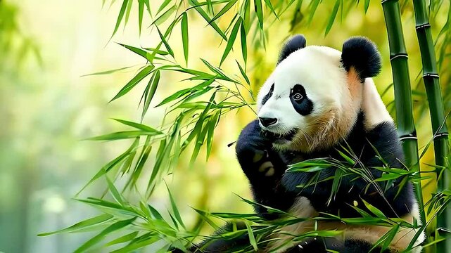 a panda  eating bamboo