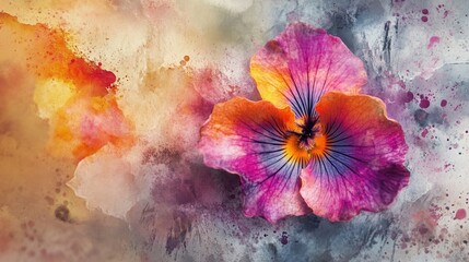Vibrant Abstract Painting with Flower Centerpiece