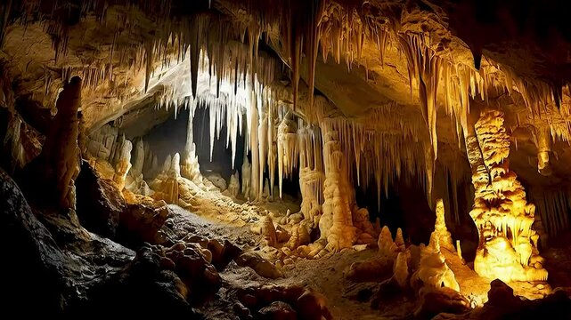 a cave with stalactites and stalagmites