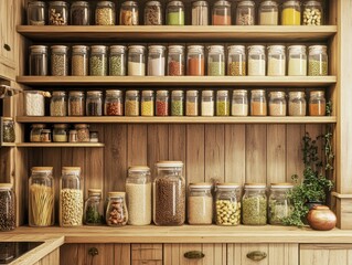 Close-up of a Variety of Spices in Glass Jars