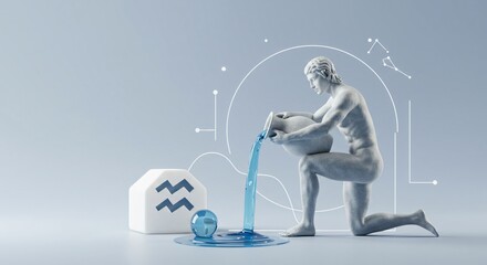 Aquarius Zodiac Sign Illustration.