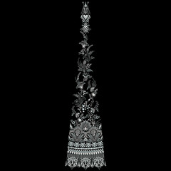 Isolated asian indian embroidery neckline and lace border design , daman design and all over shirt front design women wear for digital and textile print on fabric.