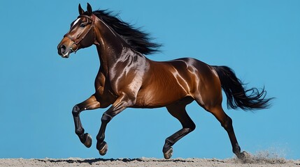 Majestic Horse Galloping Across Azure Sky with Grace and Power