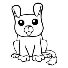 Dog Sits Cute Little Happy Puppy Pet Friendly Fun Design Lover Art Vector Illustration Card T-Shirt Poster Sticker Graphic Print Decorative Drawing Isolated Logo Decoration Symbol Creative Cool Style
