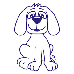 Dog Sits Cute Little Happy Puppy Pet Friendly Fun Design Lover Art Vector Illustration Card T-Shirt Poster Sticker Graphic Print Decorative Drawing Isolated Logo Decoration Symbol Creative Cool Style
