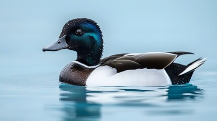 Obraz premium Graceful Waterfowl Gliding on Tranquil Blue Waters