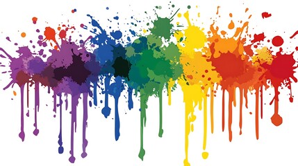 Fototapeta premium Rainbow Color Splashes Dripping Downward