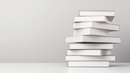 A stack of blank books on a simple surface.