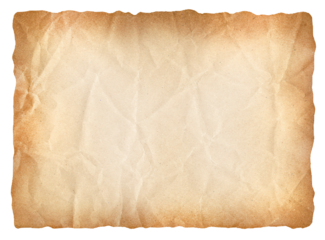 treasure map, paper vintage background. recycle brown paper crumpled texture, Old paper surface on transparent background, isolated	