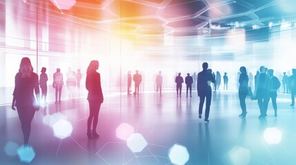 Abstract gathering of diverse individuals.