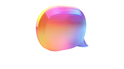 Iridescent 3D Speech Bubble Icon in Gradient Colors. Perfect for Chat, Communication, and Messaging Elements in Digital Design. Isolated on