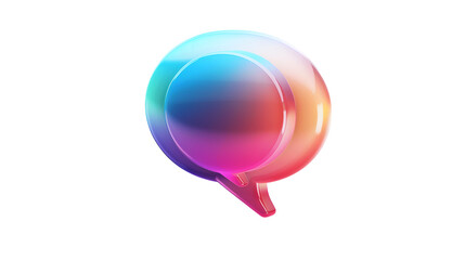 Iridescent 3D Speech Bubble Icon in Gradient Colors. Perfect for Chat, Communication, and Messaging Elements in Digital Design. Isolated on