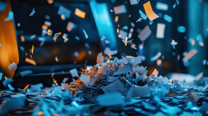 Deleting unnecessary files and data, symbolizing the concept of digital waste management and freeing up disk space.