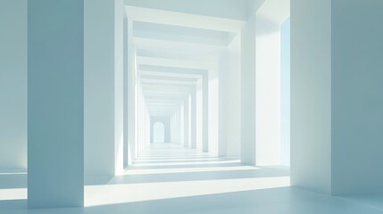 Obraz premium Bright, open corridor with clean, minimalist design.