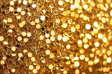 Gold Sequin Fabric Texture with Sparkling Surface