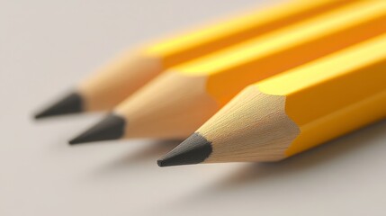 Close-up of sharpened yellow pencils arranged neatly.